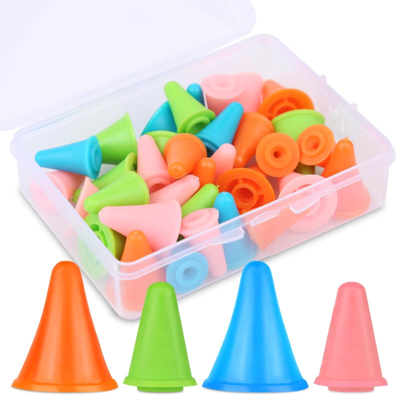 JNENERY 35 PCS Knitting Needle Stoppers, Colorful Knitting Needles Point Protectors with Plastic Box, 2 Sizes(20 PCS Small+ 15 PCS Big Knitting Needles Cap) Needle Tip Stoppers for Knitting Craft - Image 1
